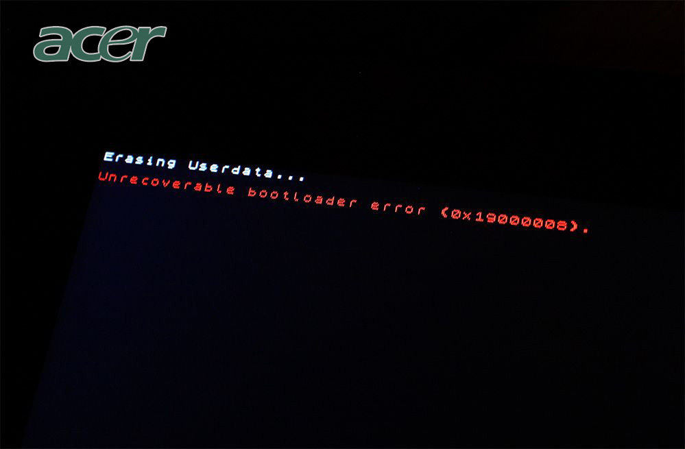 Acer Iconia A200 Unrecoverable bootloader error